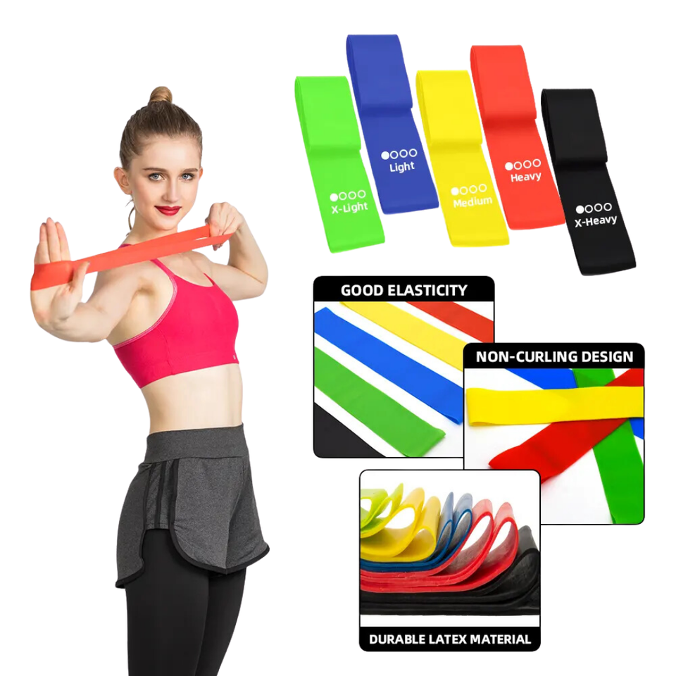 Bandas de Piernas Mini Bands Glúteos Set 4 tensiones