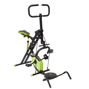total crunch con bicicleta y disco twister