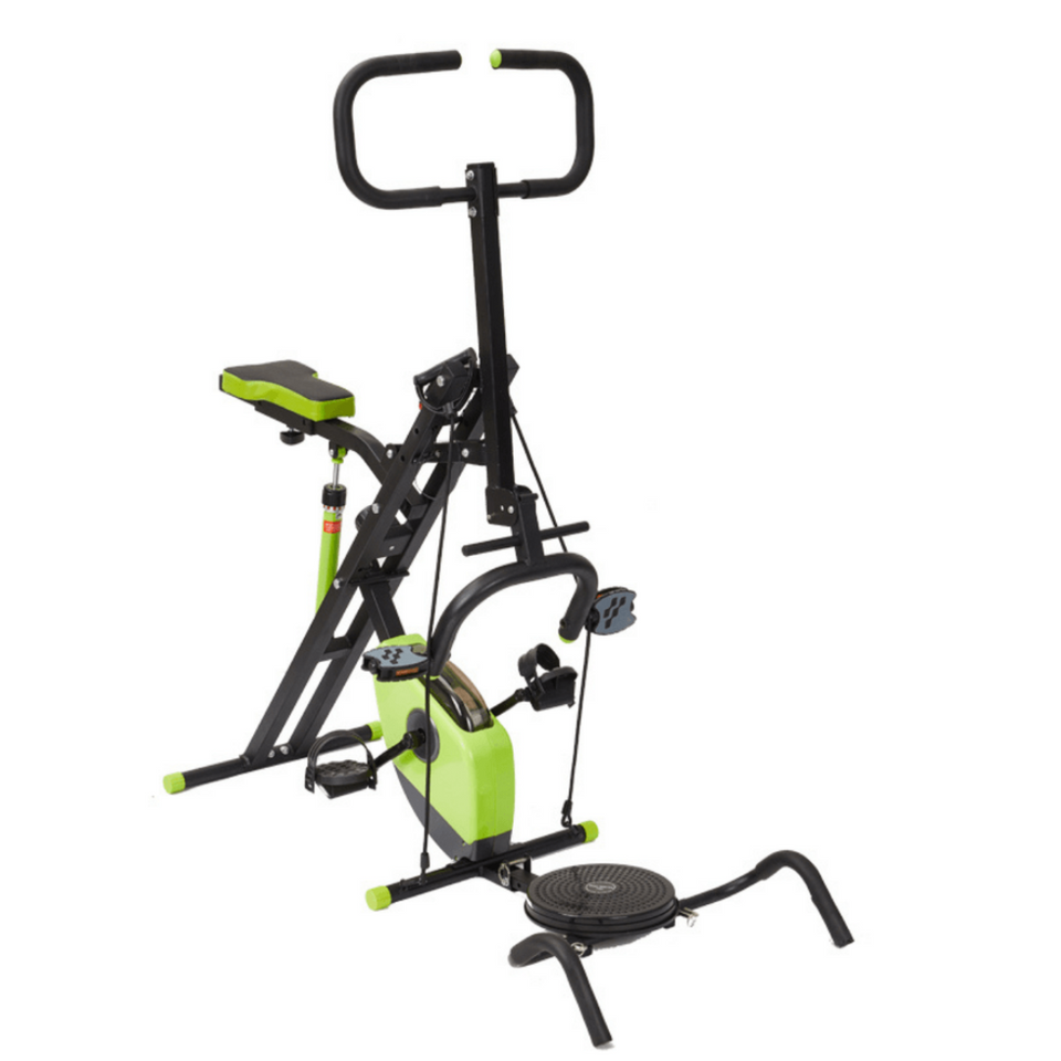 total crunch con bicicleta y disco twister