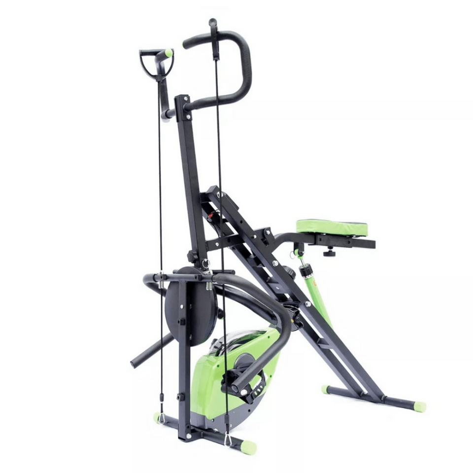 total crunch con bicicleta y disco twister