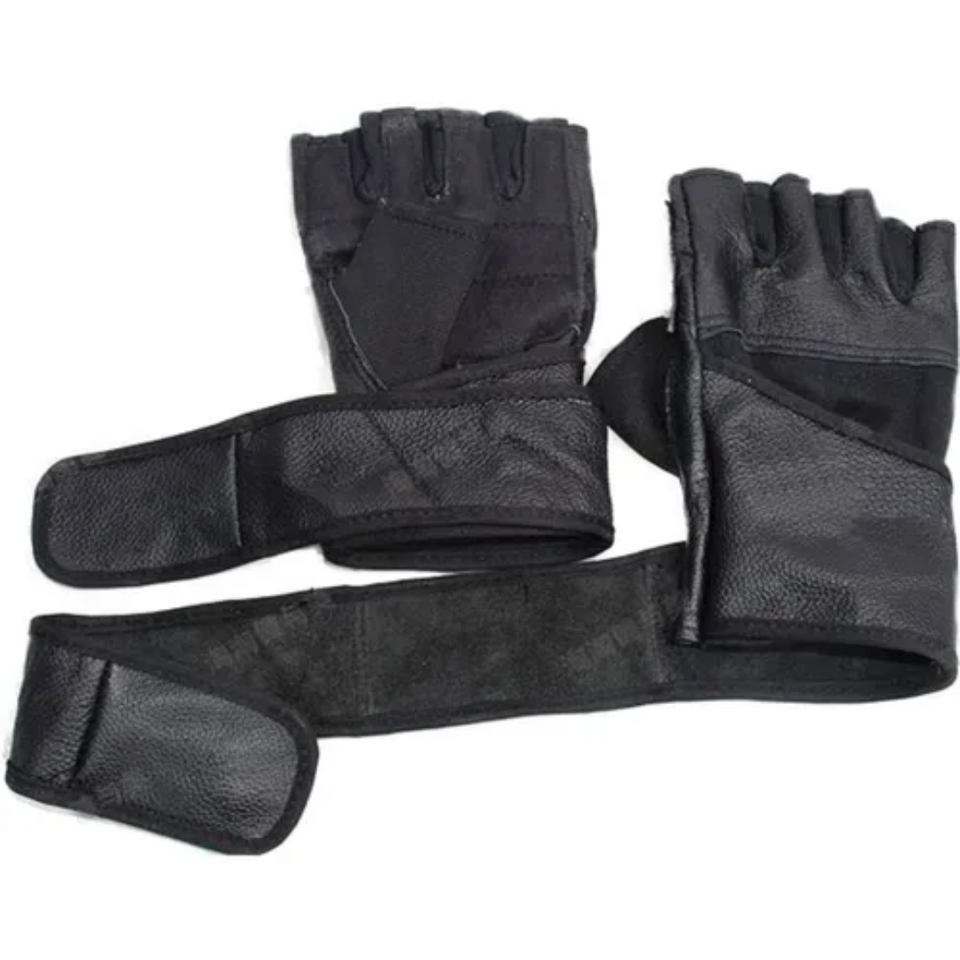 Guantes con muñequera para pesas de cuero