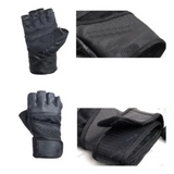 Guantes con muñequera para pesas de cuero